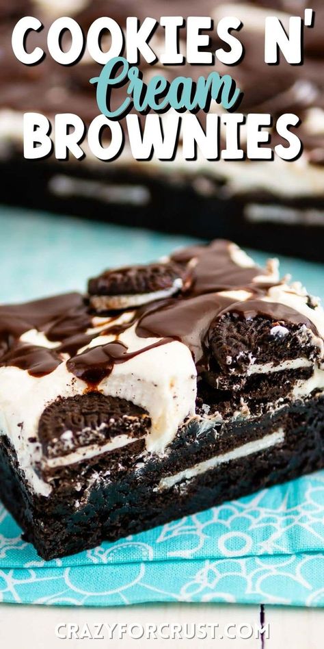 These Cookies 'n Cream Brownies are rich and fudgy to the extreme. And they're filled with Oreos with an oreo filling like frosting! Cookies And Cream Brownies, Black Color Hairstyles, Oreo Filling, Cookies N Cream, Hairstyles Black Hair, Color Hairstyles, Brownie Desserts, Oreo Recipes, Dinner Chicken