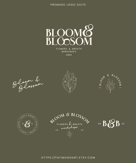 Modern Floral Logo Design for Small Business Elegant Branding Kit for Florists Premade Flower Logo Suite - Etsy UK Gift Shop Website, Flower Business Branding, Flower Boutique Logo, Flower Shop Branding Design, Flower Brand Identity, Plant Logo Ideas, Flower Logo Ideas, Boutique Logo Design Clothing, Fw Logo