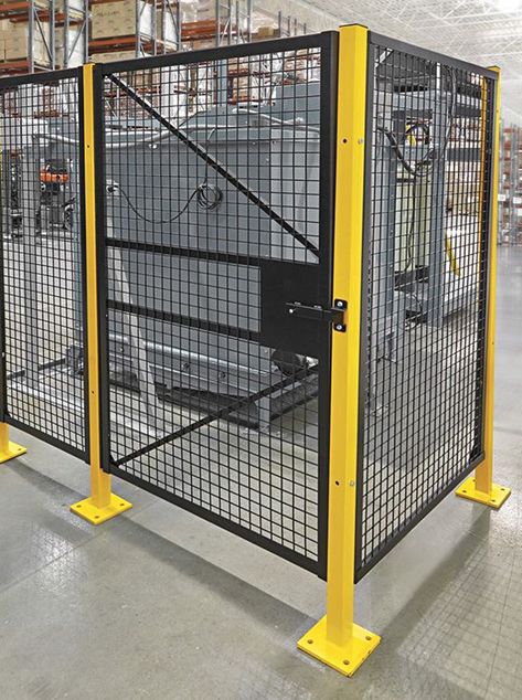 Wire Machine Guards in Stock - ULINE Industrial Fence, Industrial Workshop, Factory Architecture, Safety Fence, Classic Furniture Design, Warehouse Design, Industrial Design Furniture, Shop Layout, A Frame House