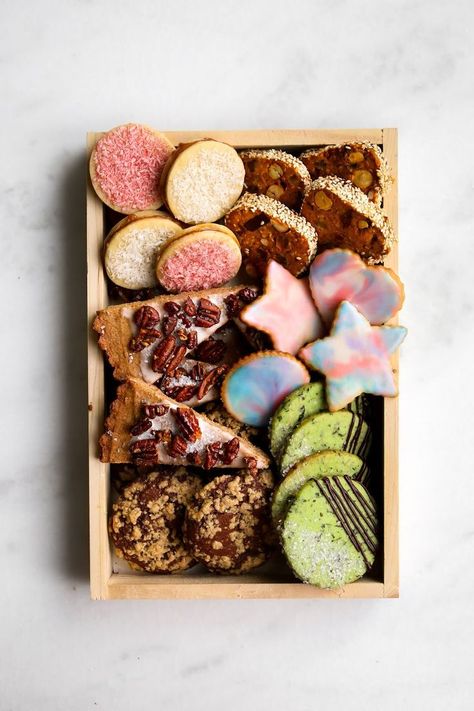 Bon Appetit Holiday Cookies 2019 | Constellation Inspiration Holiday Cookie Party, Bread Photography, Christmas Cookie Boxes, Assorted Cookies, Japanese Cookies, Food Photography Dessert, Holiday Baking List, Christmas Cookie Box, Glazed Pecans