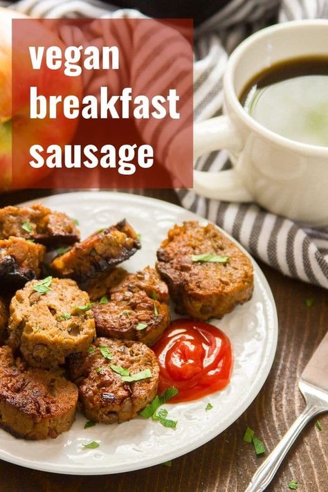 These totally vegan seitan sausage patties are made with hearty lentils, protein-packed seitan, and flavorful spices. The perfect savory accompaniment to your vegan breakfast! #vegan #veganfood #veganrecipes #vegetarian #vegetarianrecipes #plantbased #meatlessmonday #seitan Vegan Breakfast Sausage Recipe, Seitan Sausage, Vegan Breakfast Sausage, Vegan Sausage Recipe, Breakfast Sausage Recipe, Lentils Protein, Vegan Seitan, Breakfast Sausage Links, Homemade Breakfast Sausage