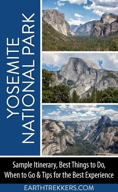 Yosemite National Park Travel Guide. Best things to do in Yosemite, when to go, sample itinerary, best hikes, best viewpoints, and helpful tips. Earth Trekkers, Yosemite Trip, American National Parks, Big Trees, National Park Travel, Travel Inspiration Destinations, Yosemite Falls, Travel Blogging, Travel Spots