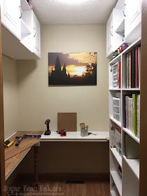 Sugar Bean Bakers: { Tiny Office: A Walk In Closet Reno } Closet Office Ideas Small Walk In, Closet Workspace, In Closet Office, Walk In Closet Office, A Walk In Closet, Closet Desk, Tiny Home Office, Small Walk In Closet, Cubby Shelves