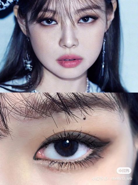 Jennie Eyeliner, K Pop Makeup Eye, K Pop Makeup Looks, Asian Grunge Makeup, Kpop Makeup Looks, Tomboy Makeup, K Pop Makeup, Idol Makeup, Pop Makeup