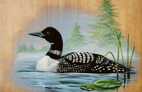 Loon Bird, Animal Tarot, Decorative Painting Patterns, Song Birds, Eagle Art, Lake Painting, Watercolor Painting Techniques, Rock Painting Designs, Night Painting