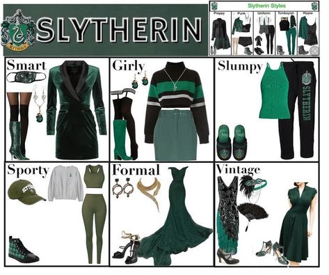 Slytherin Outfit Uniform, Slytherin Aesthetic Clothes, Slytherin Clothes Aesthetic, Slytherin Wardrobe, Slytherin Aesthetic Outfit, Slytherin Outfit Ideas, Slytherin Inspired Outfits, Harry Potter Houses Outfits, Slytherin Style