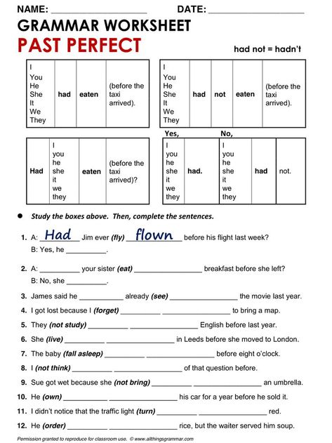 Past Tense Worksheet, Esl Grammar, English Grammar Exercises, Grammar Quiz, English Teaching Materials, Perfect Tense, Grammar Exercises, English Worksheet, Teaching English Grammar