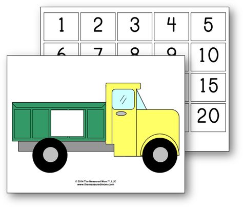 Preschool Number Cards, Community Helpers Kindergarten, Counting For Toddlers, Transportation Preschool Activities, Preschool Construction, Number Activities Preschool, Free Math Printables, The Measured Mom, Measured Mom