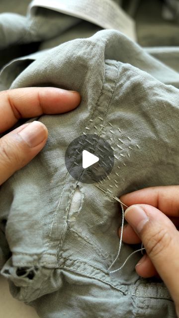 Patch A Hole In A Shirt, Mend A Hole In Fabric, How To Mend A Tear In Fabric, How To Stitch A Hole, Mending A Hole In Fabric, Mending Sweater Holes, Mending Holes With Embroidery, Fixing Holes In Knitwear, Visible Mending Stitches Flower