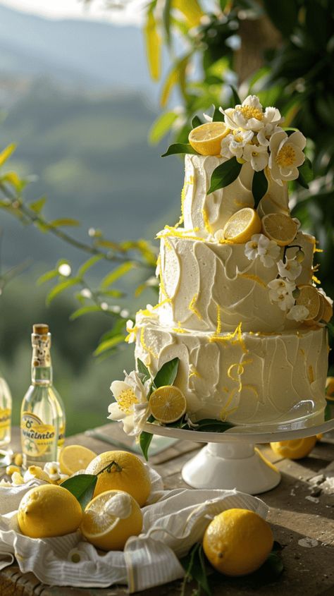 Pastel Yellow Wedding Cake, Vintage Lemon Cake, Pastel Yellow Wedding, Lemon Wedding Cake, Italian Wedding Cake, Lemon Wedding Cakes, Yellow Wedding Cake, Vintage Italian Wedding, Lemon Wedding