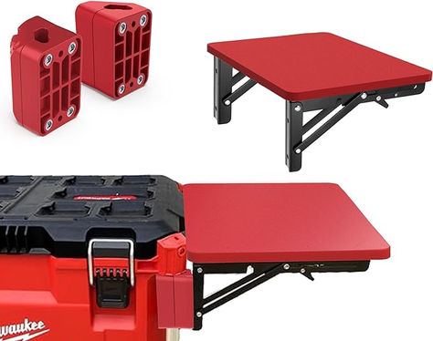 Folding/Removable Table for Milwaukee Packout，for Side Storage of Your Packout System (Red) Milwaukee Tools Storage, Milwaukee Packout Ideas, Milwaukee Tool Box Ideas, Packout Mods, Milwaukee Tool Box, Milwaukee Packout, Milwaukee Tools, Tool Boxes, Tool Box