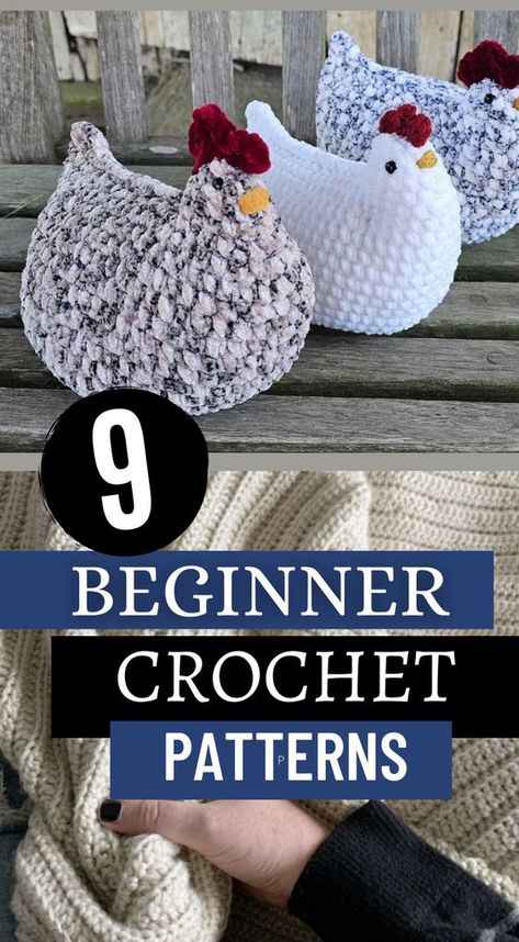 "Calling all crochet enthusiasts! Dive into the world of crocheting with these beginner crochet patterns. Perfect for those just starting their crochet journey, these patterns offer simplicity without compromising on style. From easy-to-follow tutorials for basic stitches to simple yet stylish projects. Explore the joy of creating and building your skills while crafting beautiful pieces. Pin these beginner crochet patterns now and start your creative journey today!" Free Crochet Chicken Patterns Easy, Free Crocheted Chicken Patterns, Crochet Stuffie Patterns, Spin A Yarn Crochet Patterns, Fast Crochet Animals, Beginner Arugami Crochet, Easiest Beginner Crochet Project, Beginner Crochet Animal Patterns Free, Easy Starter Crochet Projects