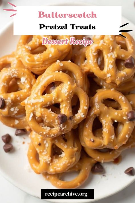 Butterscotch Pretzel Treats Candied Pretzels Recipe, Butterscotch Christmas Treats, Flavored Pretzels Recipes, What To Make With Pretzels, Recipes That Use Pretzels, Pretzel Recipes Snacks, Pretzel Crackers Recipe, Butterscotch Pretzels, Pretzels With Hershey Kisses