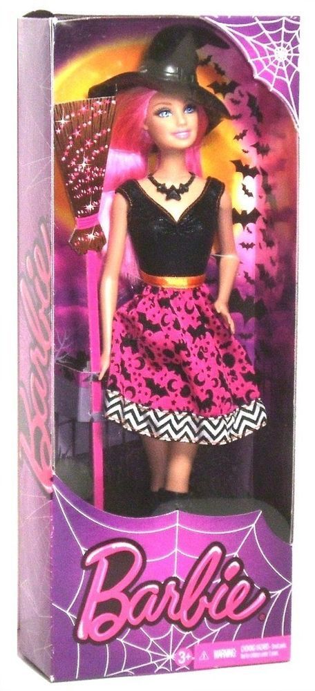 2014 Barbie Halloween Witch 11" Fashion Doll NRFB! Witch Barbie Costume, Barbie Witch Costume, Barbie Halloween Decor, Witchy Barbie, Barbie Halloween Decorations, Barbie Halloween Party, Barbie Trunk Or Treat, Spooky Barbie, Toddler Costume Ideas