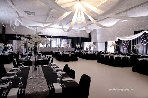 Silver Wedding Reception, Orchid Centerpieces Wedding, Black Silver Wedding, Get Married, Silver Wedding Decorations, Prairie Wedding, Black Wedding Decorations, Damask Decor, Black White Parties