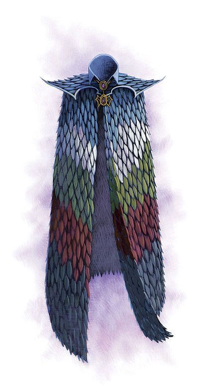 Robe Of Useful Items Dnd, Cloak Designs Art, Suave Clothes, Dnd Cloak, Dragon Cloak, Feather Cloak, Wooden Artifacts, Clover Kingdom, Magic Armor