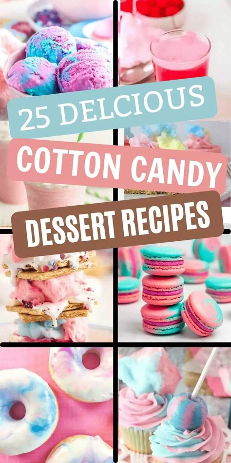 Cotton Candy Recipes, Cotton Candy Dessert, Cotton Candy Recipe, Homemade Cotton Candy, Candy Cookies Recipes, Cotton Candy Cookies, Cotton Candy Cakes, Creative Dessert Recipes, Candy Drinks