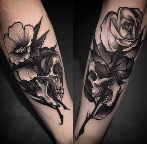 Portrait Tattoo Ideas, Skull Couple Tattoo, Tattoo Ideas For Females, Him And Her Tattoos, Best Couple Tattoos, Couples Tattoo Designs, Sugar Skull Tattoos, Matching Couple Tattoos, Cool Small Tattoos