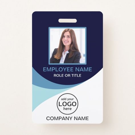 Custom Photo Corporate Employee Name Blue Tags    Badge  Zazzle Employee Id Card, Employees Card, Promotional Products Marketing, Badge Design, Custom Business Cards, Fathers Day Cards, Disney Gifts, Id Badge, Cool Names