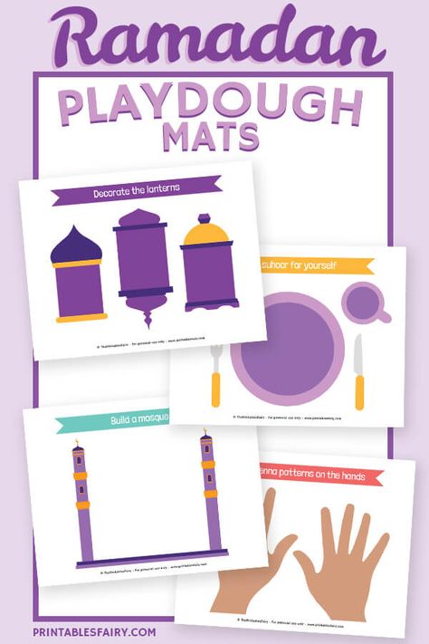 Free printable Ramadan Playdough Mats to play and learn with your kids. They are the perfect activity for celebrating Ramadan and Eid! Ramadan Preschool Activities, Ramadan Activity For Kids, Ramadhan Activities For Preschool, Eid Activity For Kids, Eid Kids Activities, Eid Activity For Preschool, Ramadan Preschool, Ramadan Gifts For Kids, Ramadan Activities For Preschool