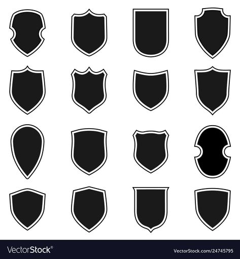 Shield Shapes Design, Shield Logo Vector, Shield Logo Design Ideas, Sheild Ideas, Diy Shield, Emblem Ideas, Shield Shapes, Shape Icons, Emblem Design