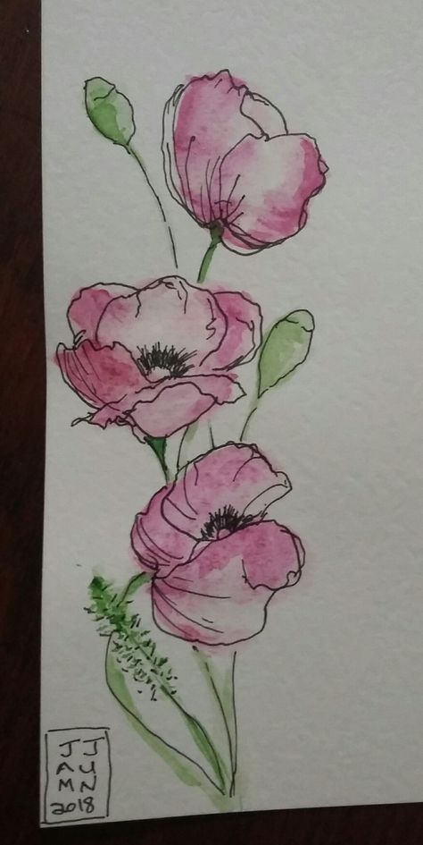 Watercolour and pen. Art Sketches Doodles, Watercolor Paintings For Beginners, Diy Watercolor Painting, Watercolor Projects, Watercolor Flower Art, Cat Air, 수채화 그림, Watercolor Paintings Tutorials, Watercolor Flowers Paintings