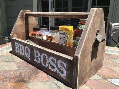 diy wood bbq caddy, crafts, how to, storage ideas, woodworking projects Bbq Caddy, Wood Projects For Beginners, Smart Tiles, Carpentry Projects, Woodworking Plans Diy, Learn Woodworking, Diy Holz, Wood Working Gifts, Popular Woodworking