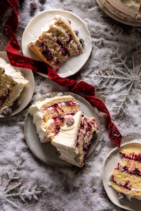 White Christmas Cranberry Layer Cake | halfbakedharvest.com #layercake #christmas Halfbakedharvest Recipes, Christmas Dinner Aesthetic, Christmas Menus, Winter Torte, Christmas Cranberry, Half Baked Harvest Recipes, Baking Aesthetic, Cranberry Jam, Baking Journal