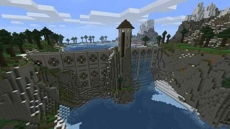 Dam wall. Minecraft Dam, Minecraft Port, Cool Minecraft Skins, Cool Skins, Dc And Marvel, Minecraft Castle, Minecraft Medieval, Minecraft Mobs, Port City