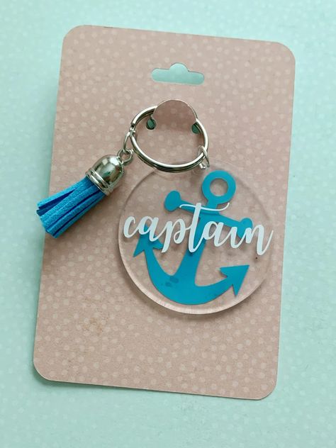 Captain Blue White Polymer Clay Keychains, Keychains For Men, Tassel Key Chain, Keychain Blue, Merchant Navy, Mens Keychains, Paint Design, Acrylic Keychain, Cloth Diapers