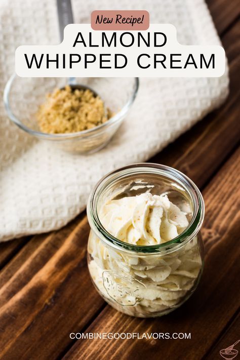 Are you looking for an easy and delicious way to top off your favorite desserts? Look no further than The Perfect Almond Whipped Cream in Just 5 Minutes! This recipe will have you enjoying the intense almond flavor of homemade almond whipped cream in no time. With only three simple ingredients and five short minutes, you can have a creamy topping that is sure to impress. Almond Milk Whipped Cream, Almond Whipped Cream, Best Punch Recipe, Sweet Easy Recipes, Cream Filling Recipe, Almond Frosting, Almond Desserts, Milk Dessert, Recipes With Whipping Cream