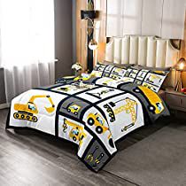 Boys Bedroom Construction, Down Comforter Bedding, Construction Bedding, Car Themed Bedrooms, Construction Bedroom, Girl Comforters, Bunk Beds Boys, Kids Comforter Sets, Themed Bedrooms