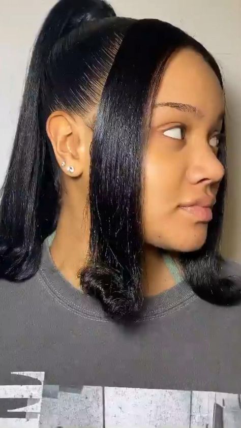 Straightened Hairstyles For Black Hair, Ponytail Hairstyles Sleek, Straightened Hairstyles, Hairstyles Sleek, Nurse Hairstyles, Stylish Ponytail, Hairstyles For Black Hair, Sleek Ponytail Hairstyles, Birthday Hairstyles