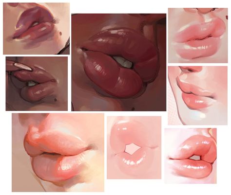 Lips Reference, Mouth Drawing, Lips Drawing, Digital Painting Tutorials, Anatomy Drawing, Poses References, Anatomy Art, Digital Art Tutorial, Art Studies