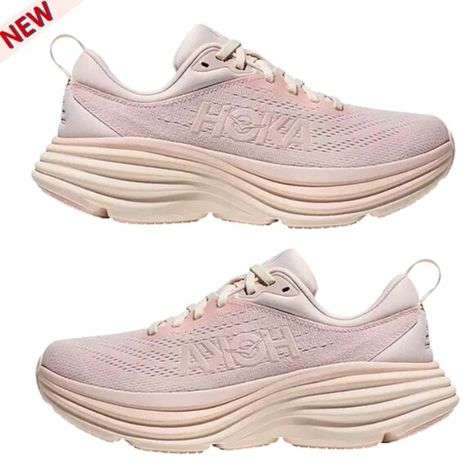 NWT HOKA Women's Bondi 8 Running Shoes, Pearl Hoka Tennis Shoes, Pink Hoka, Shoes Pastel, Shoes Hoka, Hoka Shoes, Purple Shoes, Walking Sneakers, Shoes Pink, Running Shoes Sneakers