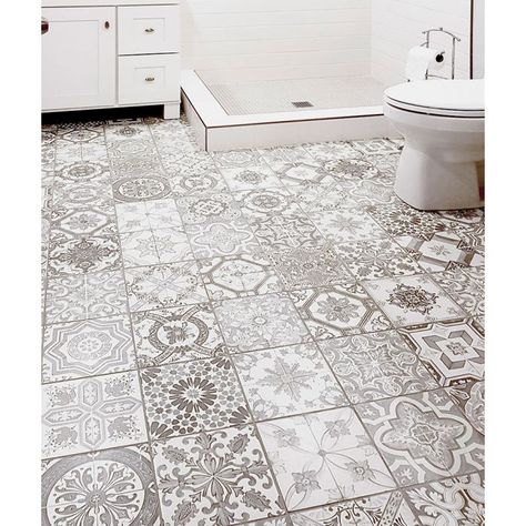 Grey Tile Pattern, Mosaic Tile Backsplash Kitchen, Patterned Bathroom Tiles, Victorian Floor Tiles, Patterned Tiles, Victorian Tiles, Victorian Bathroom, Patterned Floor Tiles, Small Toilet