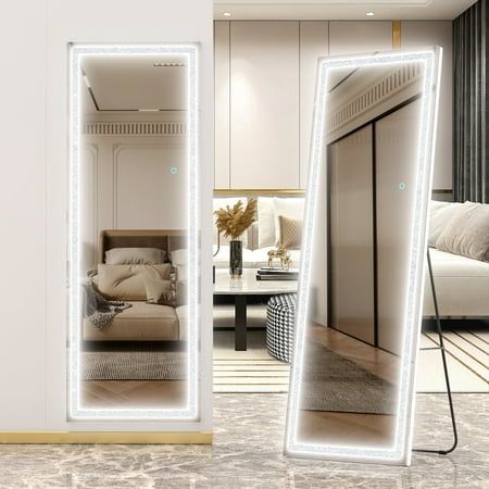 Full Length Mirror With Lights, Stand Up Mirror, Cottagecore Room, Long Mirror, Full Length Floor Mirror, Lighted Wall Mirror, Closet Renovation, Full Body Mirror, Free Standing Wall