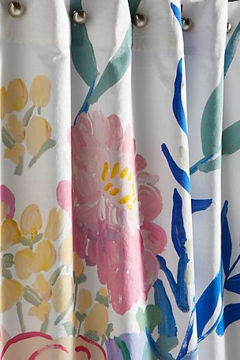 Paint + Petals Shower Curtain/  Anthropologie Anthropologie Bathroom, Anthropologie Shower Curtain, Shower Images, Anthropologie Home, Cool Curtains, Floral Shower Curtains, Bathroom Shower Curtains, Bathroom Shower, Shower Curtains