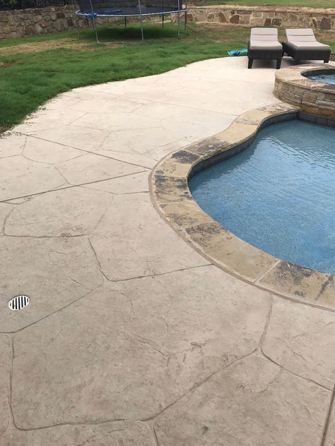 Concrete Around Pool Ideas, Pool Deck Tile, Deck Redo, Patio Redo, Pool Decking Concrete, Pool Surround, Massachusetts House, Pool Decking, Paver Patios