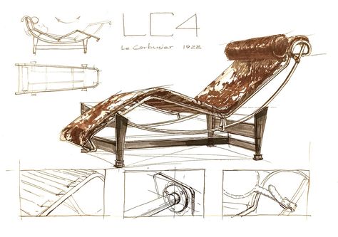 Шезлонг LC4, Le Corbusier :: Behance Chair Design Drawing, Le Corbusier Sketch, Le Corbusier Drawings, Corbusier Interior, Le Corbusier Chair, Le Corbusier Furniture, Interior Design Sketchbook, Chair Drawing, Architecture Drawing Sketchbooks