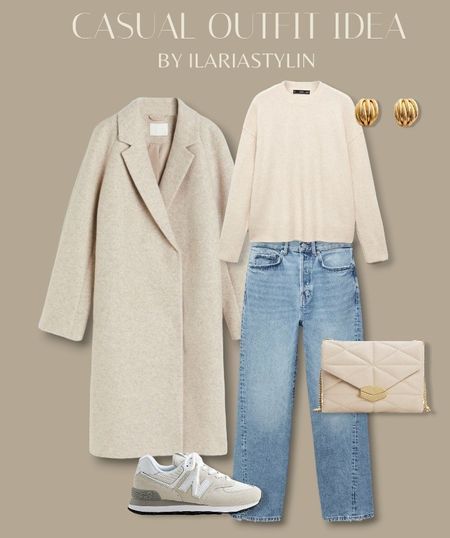 Light Beige Coat Outfit, Beige Coat Outfit, Casual Outfit Idea, Capsule Wardrobe Women, Fashion Capsule Wardrobe, Fine Knit Sweater, Beige Coat, Coat Outfit, Fall Capsule Wardrobe