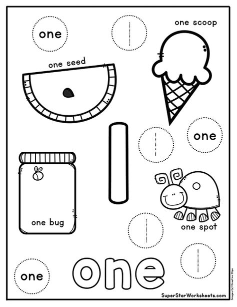 Our Preschool Number Worksheets will help your students with building skills in number representation, recognition and formation, names and spelling of numbers, counting and so much more! Teaching The Number 1 Preschool, Preschool Curriculum Numbers, Introduction To Numbers Preschool, Pre K Number 1 Worksheet, Number 1 Recognition Preschool, Number Practice For Preschool, Number 1 Lesson Preschool, Number 1 Prek Activities, Preschool Number One Activities