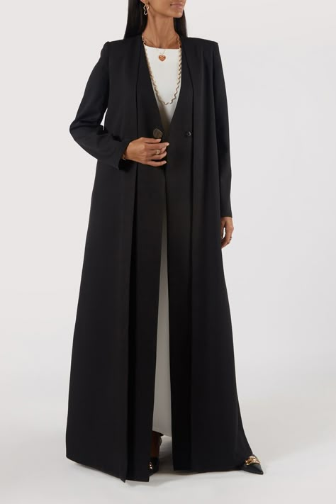 Abaya Blazer, Blazer Abaya, Formal Abaya, Abaya Ideas, Black Abaya, Modesty Fashion, Woman Suit Fashion, Abaya Designs, Black And White Aesthetic