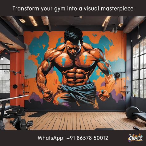 Turn Walls into Social Media Gold! Imagine your Gym or business adorned with vibrant murals that captivate and inspire. Let us turn your walls into a canvas, sharing your unique journey with the world. 🌟 🌿 Why Choose Us? Customized Designs Professional Artists Story-Driven Murals Showcase your passion, history, and vision with stunning mural art that leaves a lasting impression. Ready to let your walls speak? Contact us today! +91 8657850012 #muralart #storytelling #wallart #storytelling ... Gym Wall Art Graffiti, Gym Wall Painting, Gym Wall Design, Gym Murals, Gym Graffiti, Gym Mural, Martial Arts Gym, Fitness Wall Art, Sports Illustration