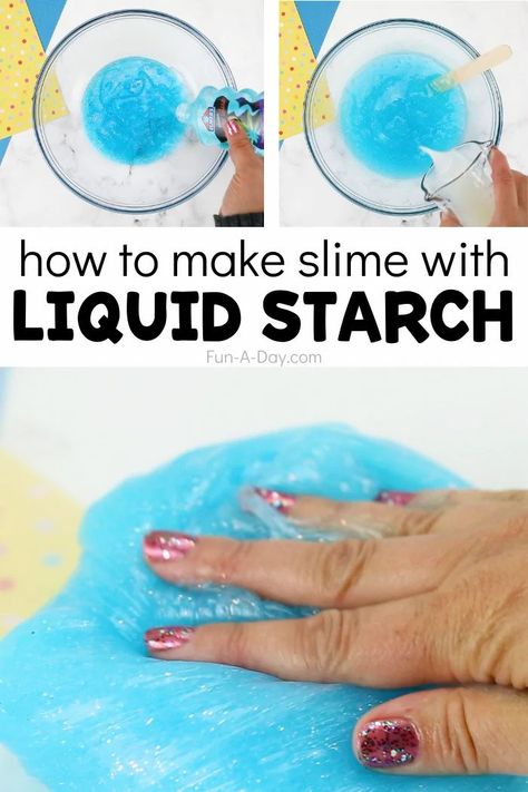 Easy DIY recipe to make your own slime with liquid starch! No borax needed here! This is my absolute favorite slime recipe and only two ingredients are needed! Slime With Liquid Starch And Glue, Slime Recipe Liquid Starch And Glue, Toothpaste Sensory Play, Slime Recipe With Liquid Starch, Flour Slime, Liquid Starch Slime, Cornstarch Slime, Toothpaste Slime, Make Your Own Slime