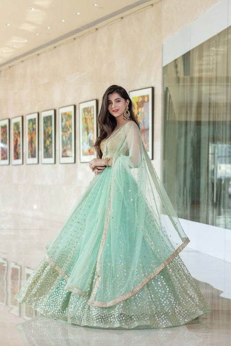 Mint Green Lehenga, Lehenga Choli Designs, Indian Outfits Lehenga, Wedding Lehenga Designs, Lehnga Dress, Green Lehenga, Salwar Kamiz, Indian Gowns Dresses, Indian Bridal Dress