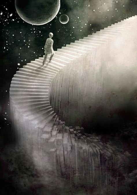 surreal art steps to the heaven                                                                                                                                                                                 More The Sky, A Man, Planets, Art