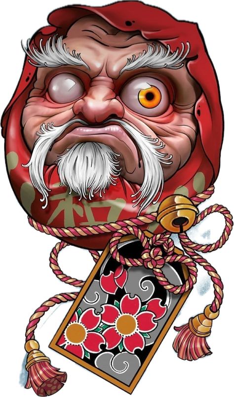 Japanese New School Tattoo, Tato Joker, Tattoo Daruma, Daruma Tattoo, Daruma Doll Tattoo, Doll Tattoo, Geisha Tattoo, Daruma Doll, Japan Tattoo Design