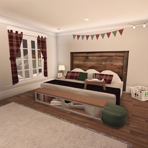 Bloxburg Room Ideas Christmas, Christmas Room Bloxburg, Bloxburg Winter House Interior, Bloxburg Christmas Bedroom Ideas, Christmas Bedroom Bloxburg, Bloxburg Christmas Bedroom, Bloxburg Christmas House, Bloxburg Christmas, Bloxburg Rooms