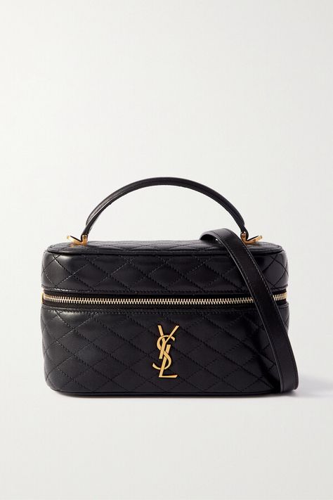 SAINT LAURENT - Gaby Vanity Leather Shoulder Bag - Black Ysl Purse, Rose Bag, Vanity Bag, Girly Bags, Quilted Purses, Designer Crossbody Bags, Saint Laurent Bag, Mini Quilt, Purse Accessories